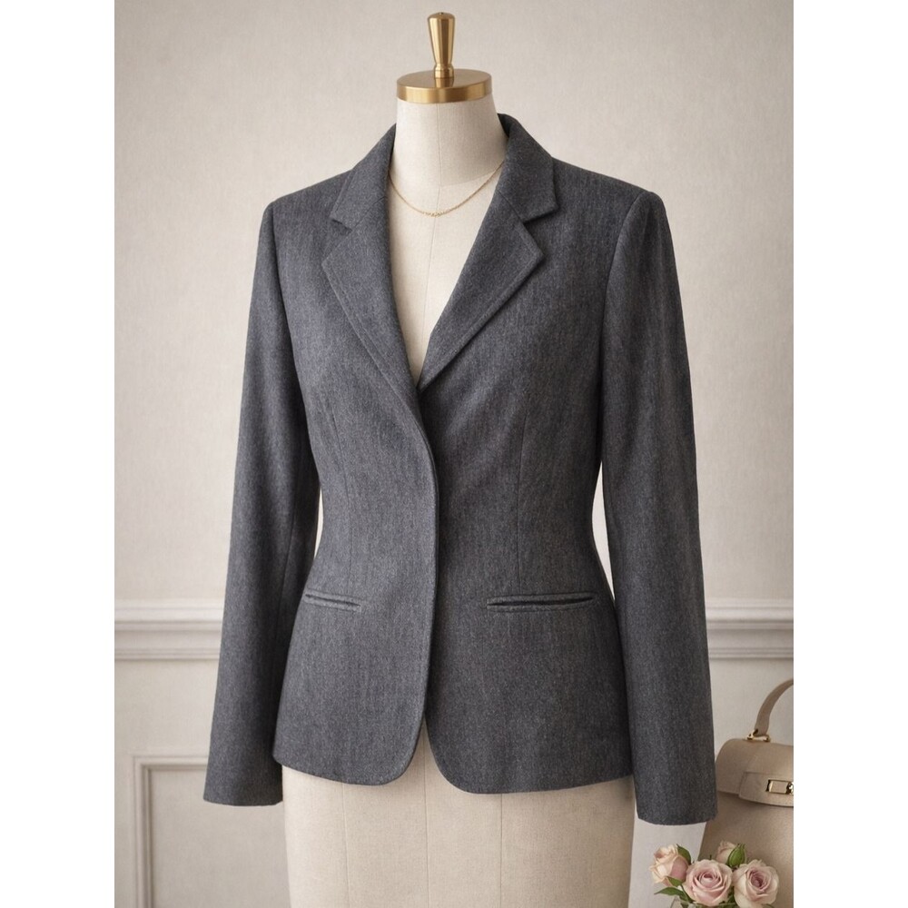 Cividini Women's Gray Wool Blazer EU 48 Italy Tailored Minimalist Jacket NWOT
